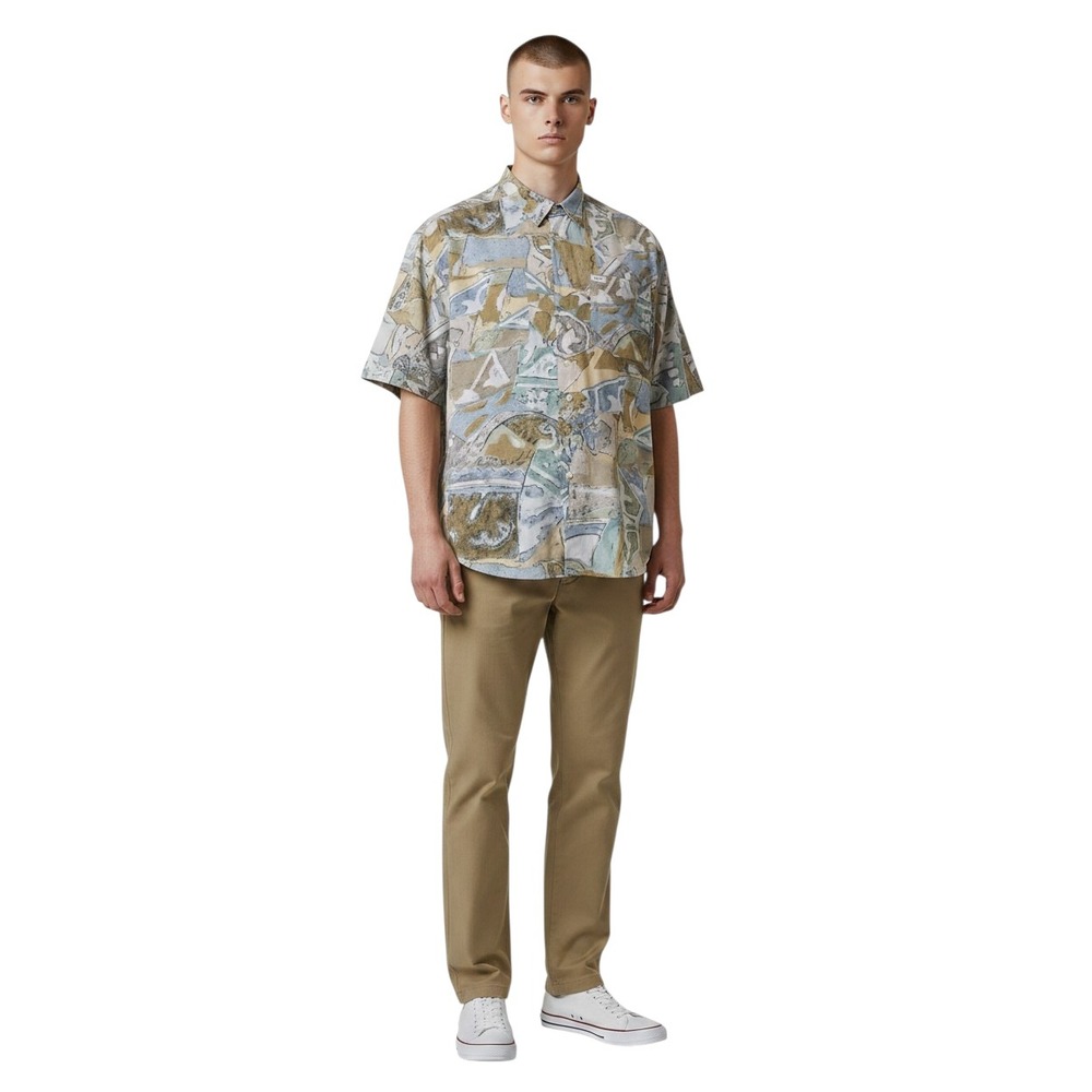 Vintage Guess Georges Marciano Mens Abstract Rayon Button Down Shirt 68330P15 M